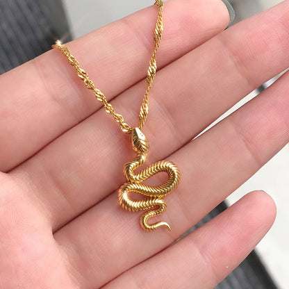 Goth Snake Pendant Necklace For Women Stainless Steel Gold Color Necklaces 2022 Trend Aesthetic Jewelry choker collares mujer