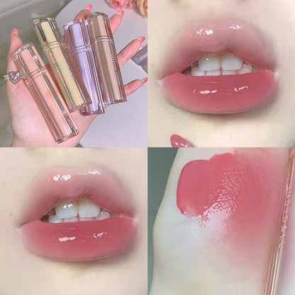 Cherry Pink Lip Plumper Gloss Crystal Jelly Oil Lip Tint Korean Long-lasting Waterproof Lipstick Lips Plumper Extreme Wholesale