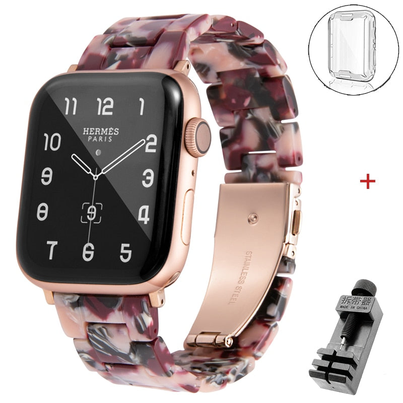 Resin strap for apple watch band 6 5 44mm 42mm 38mm correa transparent bracelet for iwatch 6 series 6 se 5 4 3/2 watchband 40mm