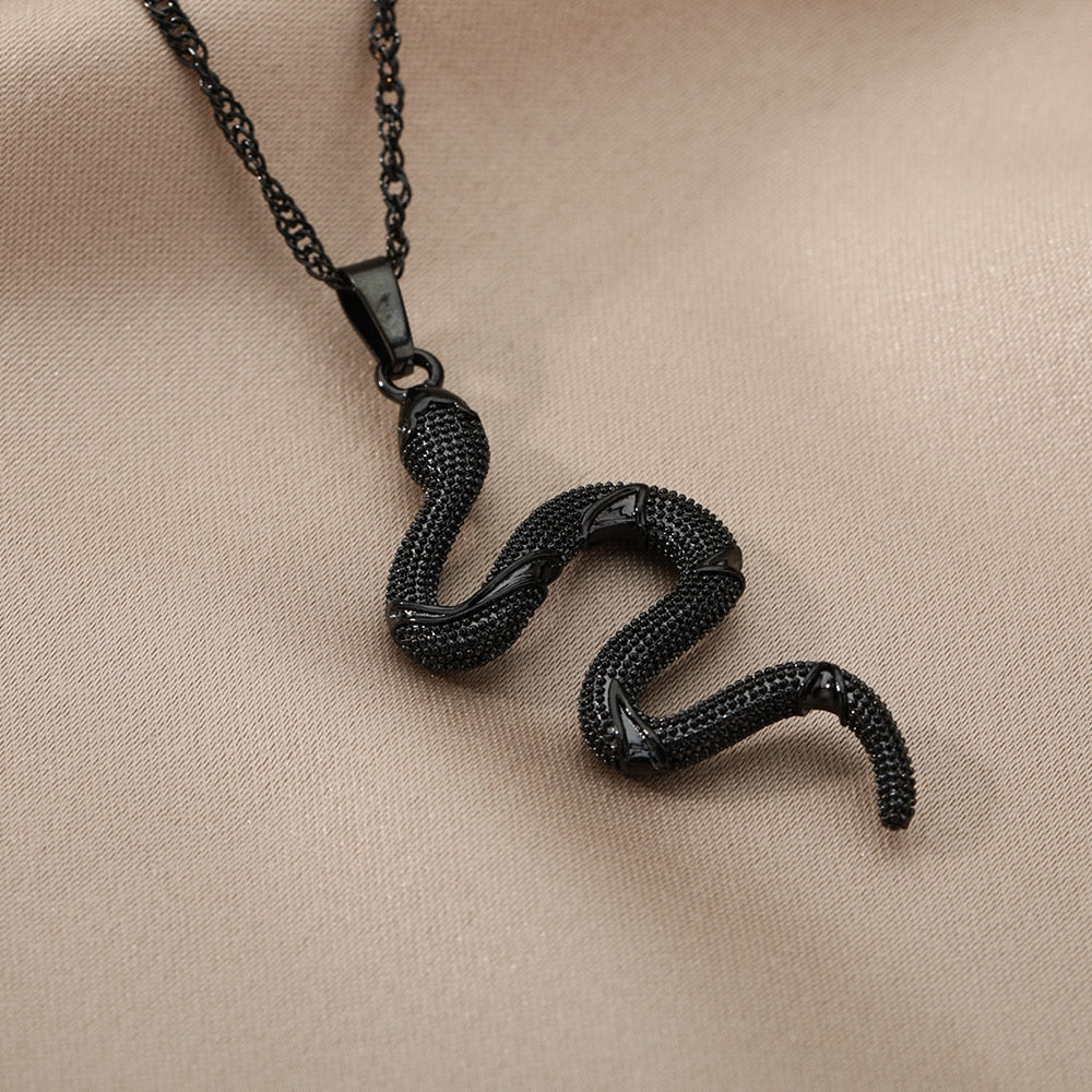 Goth Snake Pendant Necklace For Women Stainless Steel Gold Color Necklaces 2022 Trend Aesthetic Jewelry choker collares mujer