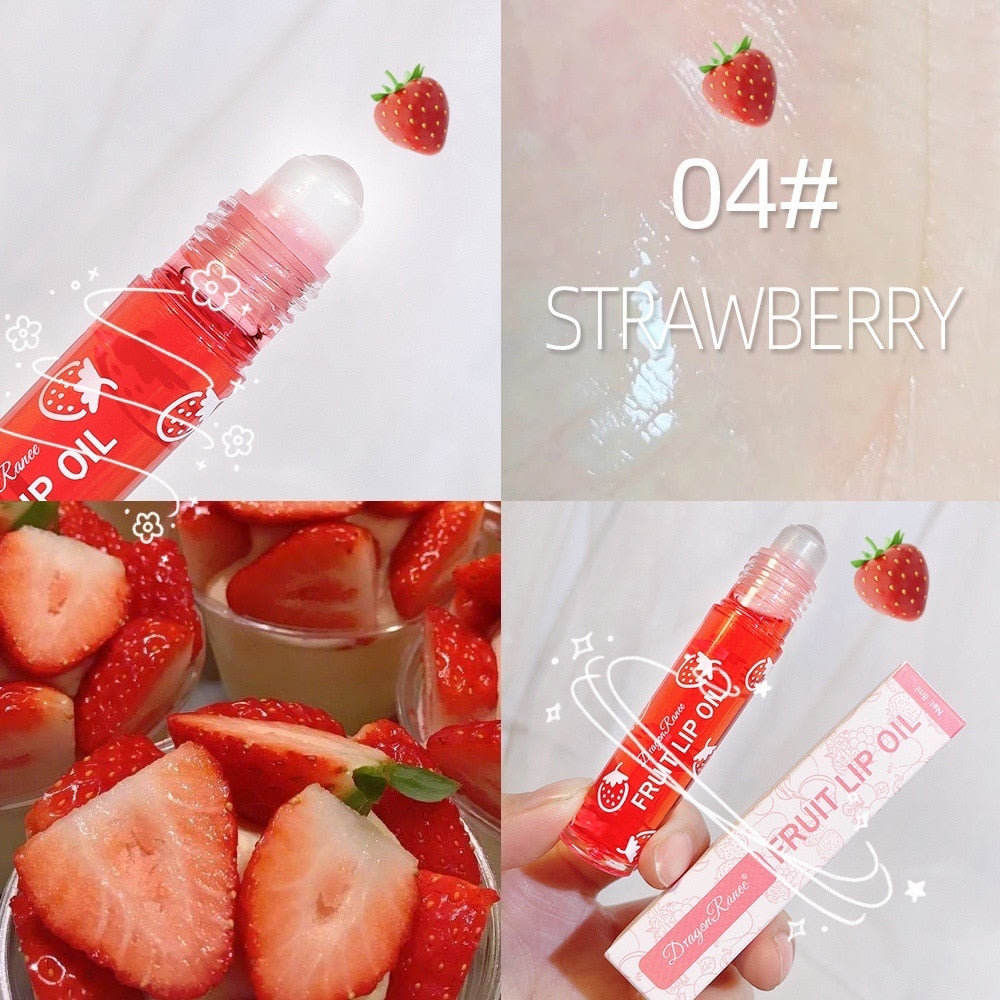 Fresh Fruit Roll-on Lip Balm Lip Makeup Primer Moisturizing Clear Transparent Lip Oil Long Lasting Hydrating Lip Gloss Cosmetics