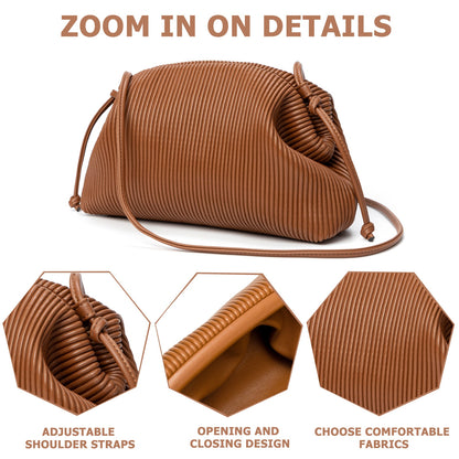 Clutch Crossbody Purse for Women Soft Cloud Bag Fashion Dumpling Shoulder Handbag Ruched Pouch Bag