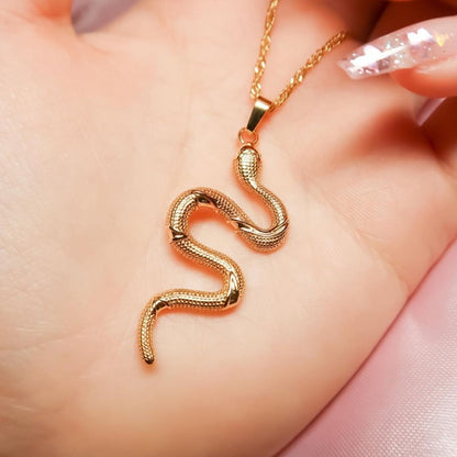 Goth Snake Pendant Necklace For Women Stainless Steel Gold Color Necklaces 2022 Trend Aesthetic Jewelry choker collares mujer