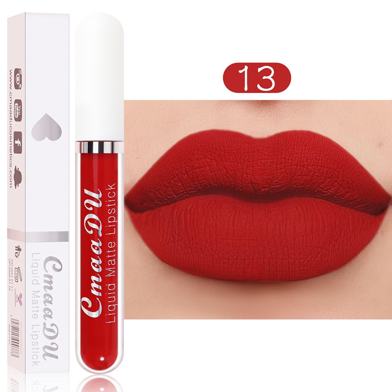 Sexy Long Lasting Velvet Matte Lip Gloss Liquid Lipstick Lip Makeup Women Beauty Red Nonstick Cup Waterproof Lip Gloss YZL2