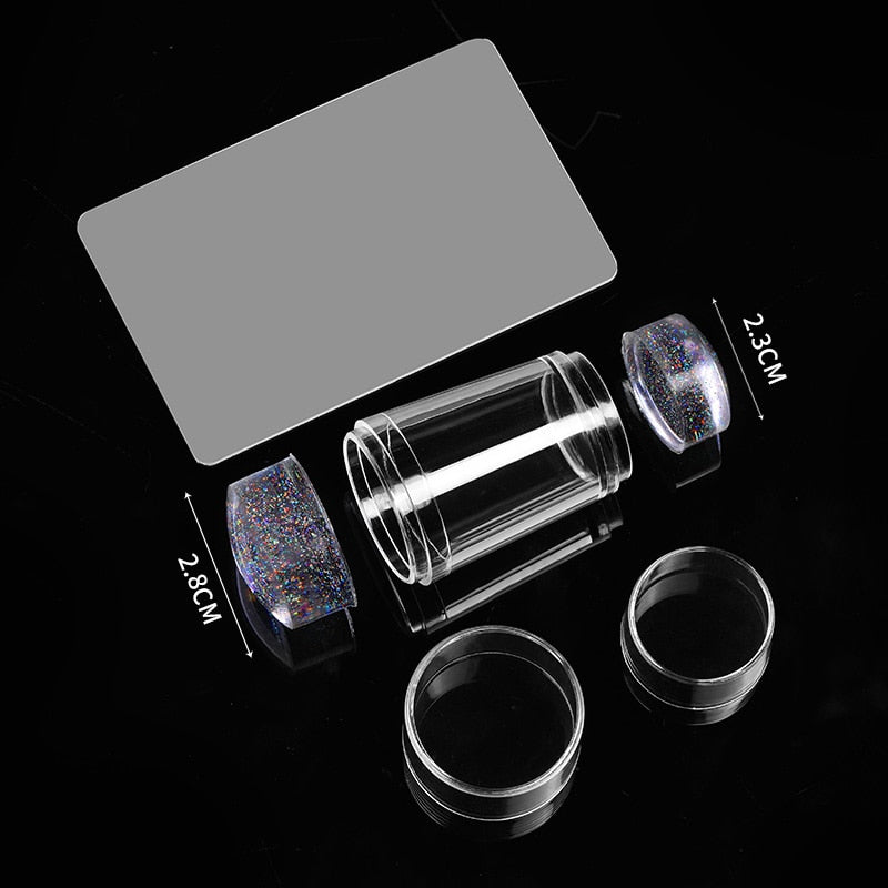 Transparent Nail Stamper with Scraper Jelly Silicone Stamp for French Nails Manicuring Kits Nail Art Stamping Tool