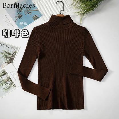 Bornladies 2022 Basic Turtleneck Women Sweaters Autumn Winter Tops Slim Women Pullover Knitted Sweater Jumper Soft Warm Pull