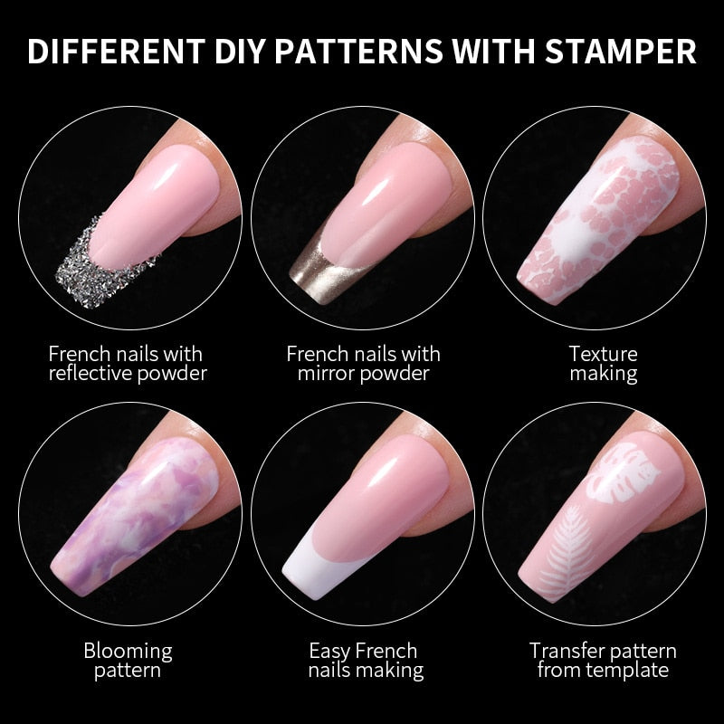 Transparent Nail Stamper with Scraper Jelly Silicone Stamp for French Nails Manicuring Kits Nail Art Stamping Tool