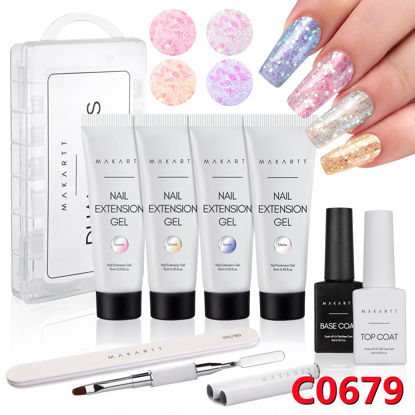 Makartt Poly Nail Extension Gel Kit 15ML Nail Gel with Slip Solution All In One Kit Nail Art for Nail Manicure Beginner Starter