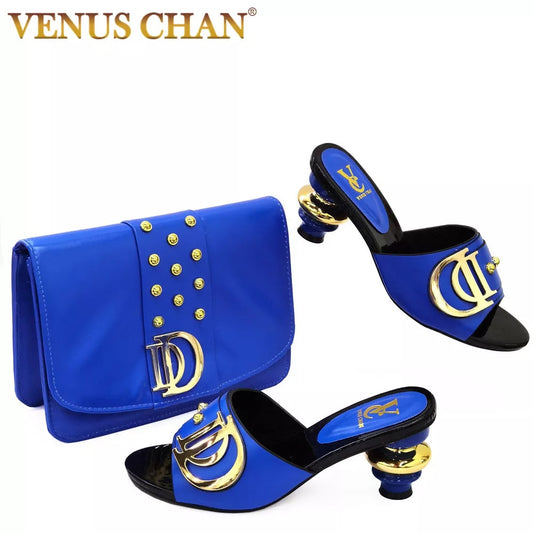 New Arrival - Italian Shoes with Matching Decorated Bags Set with Rhinestones