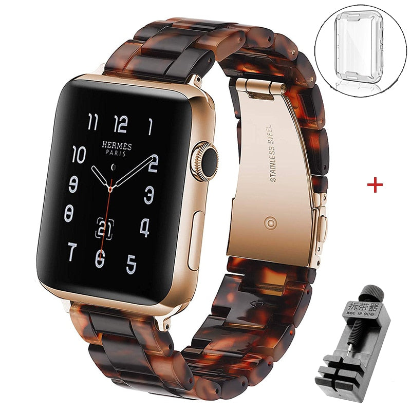 Resin strap for apple watch band 6 5 44mm 42mm 38mm correa transparent bracelet for iwatch 6 series 6 se 5 4 3/2 watchband 40mm