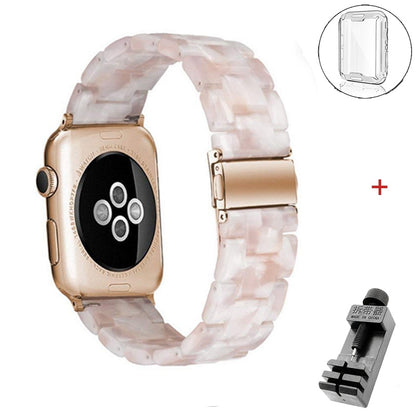 Resin strap for apple watch band 6 5 44mm 42mm 38mm correa transparent bracelet for iwatch 6 series 6 se 5 4 3/2 watchband 40mm