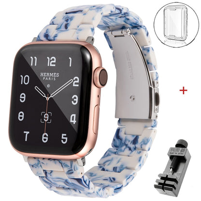 Resin strap for apple watch band 6 5 44mm 42mm 38mm correa transparent bracelet for iwatch 6 series 6 se 5 4 3/2 watchband 40mm