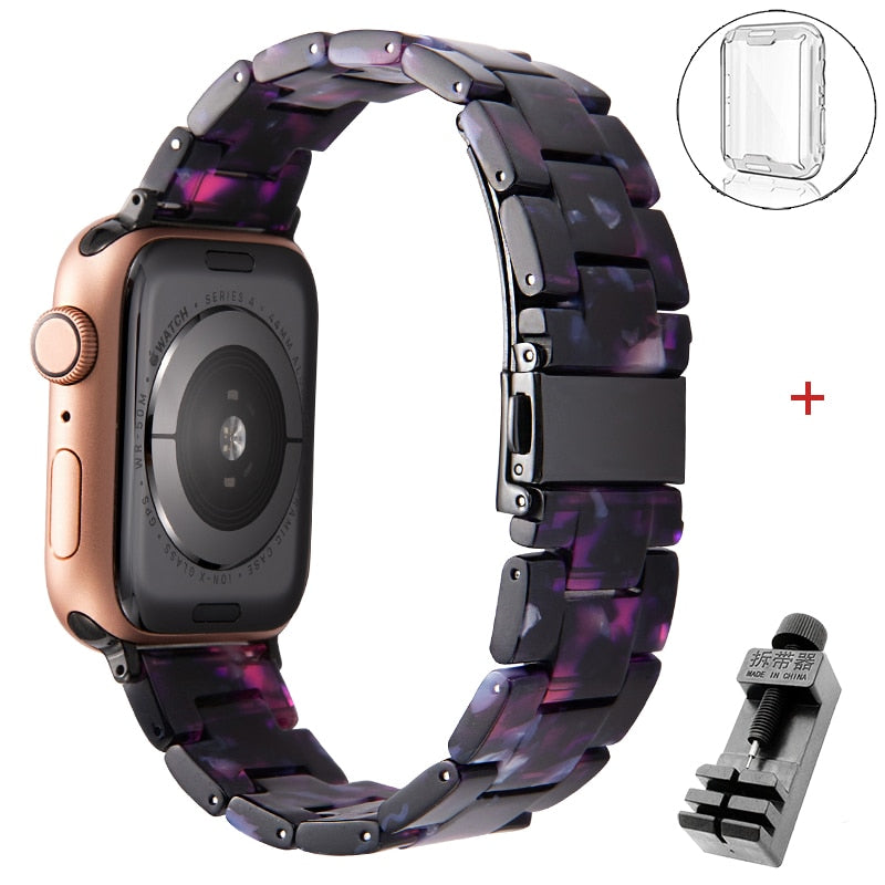 Resin strap for apple watch band 6 5 44mm 42mm 38mm correa transparent bracelet for iwatch 6 series 6 se 5 4 3/2 watchband 40mm