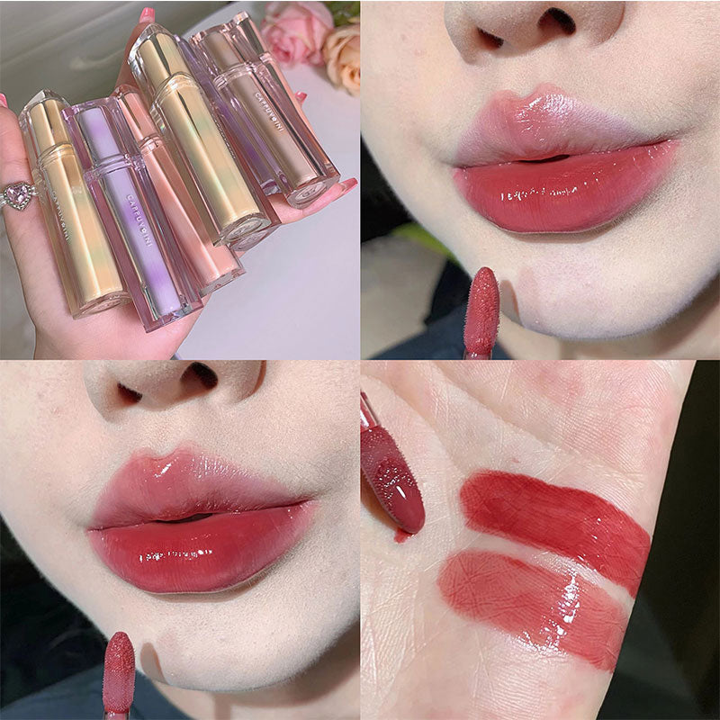 Cherry Pink Lip Plumper Gloss Crystal Jelly Oil Lip Tint Korean Long-lasting Waterproof Lipstick Lips Plumper Extreme Wholesale