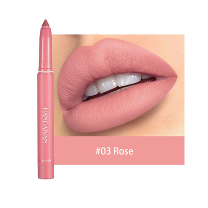 Matte Nude Lipstick Lip Liner 2 in 1 Long Wearing Waterproof Lip Ink Crayon Built-in Sharpener Professional Makeup for Women