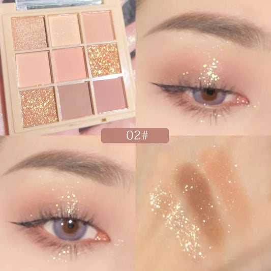 NEW Nine-color Eyeshadow Palette Earth Color Pearly Matte Milk Tea Eye Shadow Broken Gold Plate Waterproof Powder Matte Cosmetic