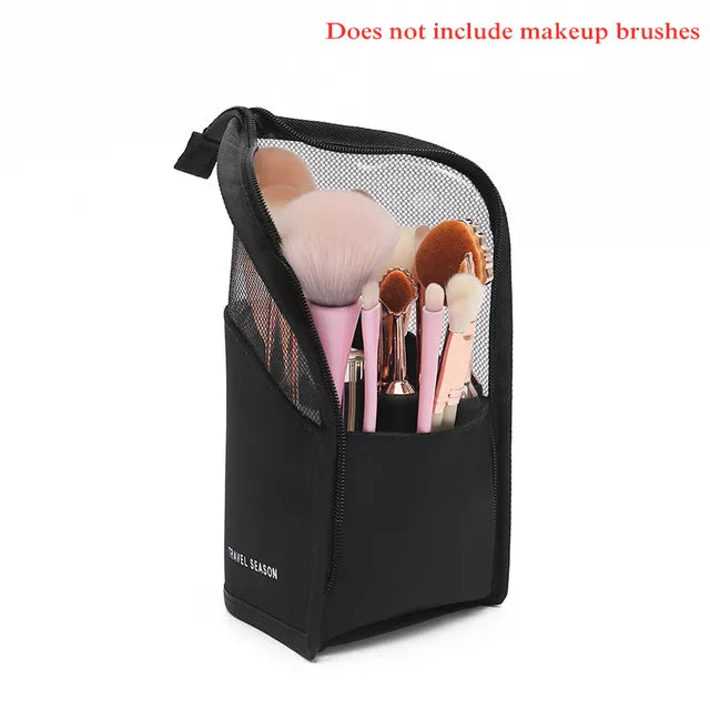 Pc Stand Cosmetic Bag for Women Clear Zipper Makeup Bag Travel Female Makeup Brush Holder Organizer Toiletry Bag
