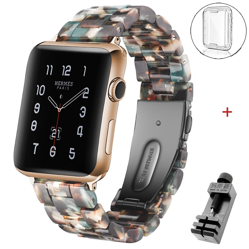 Resin strap for apple watch band 6 5 44mm 42mm 38mm correa transparent bracelet for iwatch 6 series 6 se 5 4 3/2 watchband 40mm