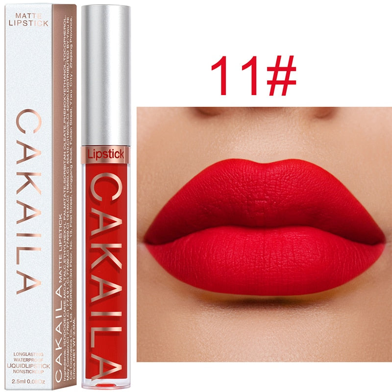 Sexy Long Lasting Velvet Matte Lip Gloss Liquid Lipstick Lip Makeup Women Beauty Red Nonstick Cup Waterproof Lip Gloss YZL2