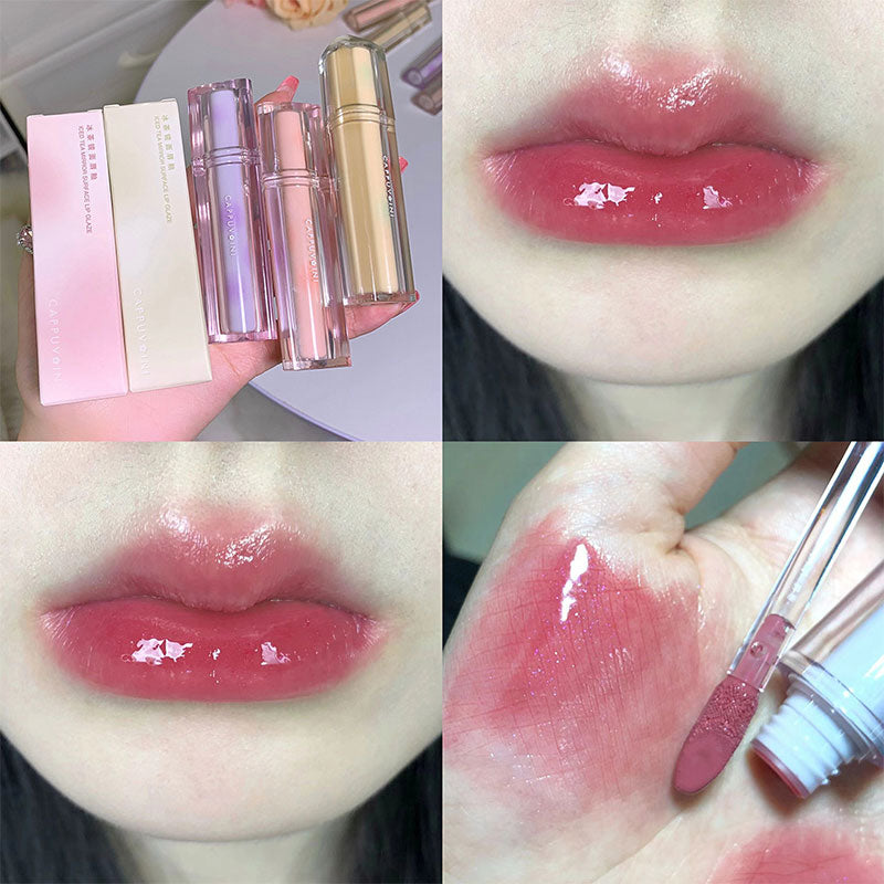 Cherry Pink Lip Plumper Gloss Crystal Jelly Oil Lip Tint Korean Long-lasting Waterproof Lipstick Lips Plumper Extreme Wholesale