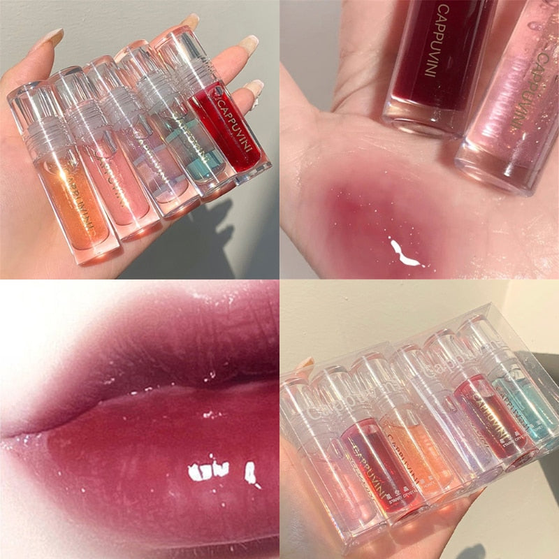 Mirror Water Lip Gloss Lip Glaze Transparent Glass Lip Oil Waterproof Liquid Lipstick Lipgloss Lips Cosmetics 8 Colors