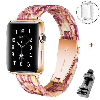 Resin strap for apple watch band 6 5 44mm 42mm 38mm correa transparent bracelet for iwatch 6 series 6 se 5 4 3/2 watchband 40mm