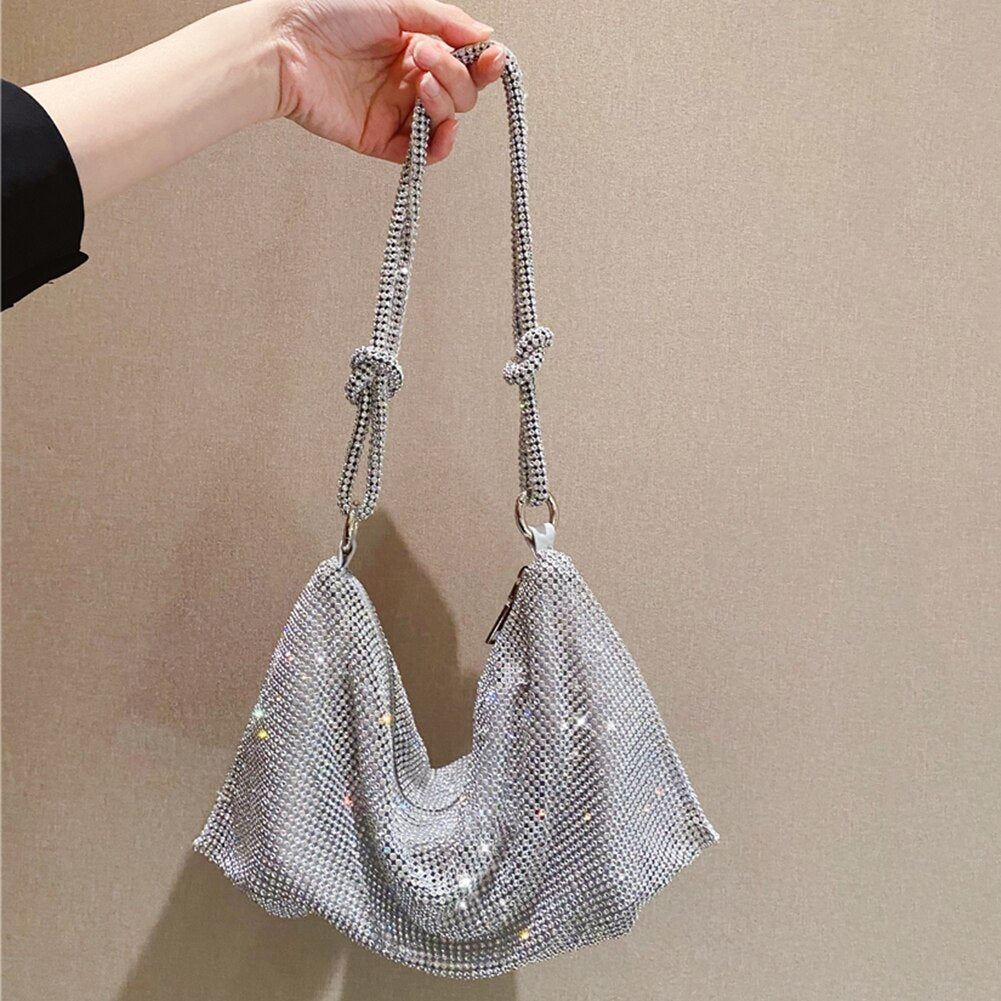 Fashion Rhinestones Evening Clutch Bag for Women Shiny Dinner Party Wedding Purses Handbag Designer Female Underarm Shoulder Bag