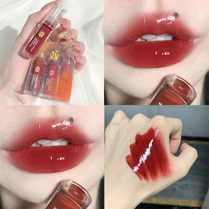 Cherry Pink Lip Plumper Gloss Crystal Jelly Oil Lip Tint Korean Long-lasting Waterproof Lipstick Lips Plumper Extreme Wholesale