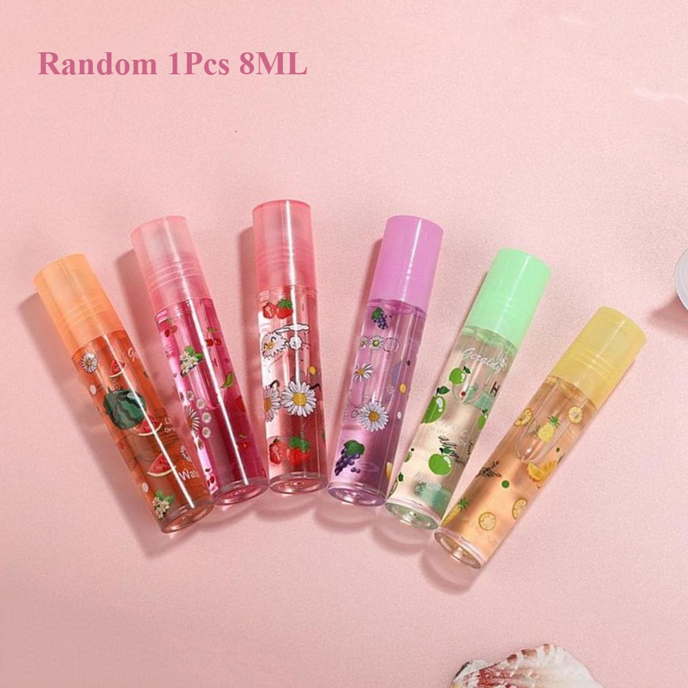 Fresh Fruit Roll-on Lip Balm Lip Makeup Primer Moisturizing Clear Transparent Lip Oil Long Lasting Hydrating Lip Gloss Cosmetics