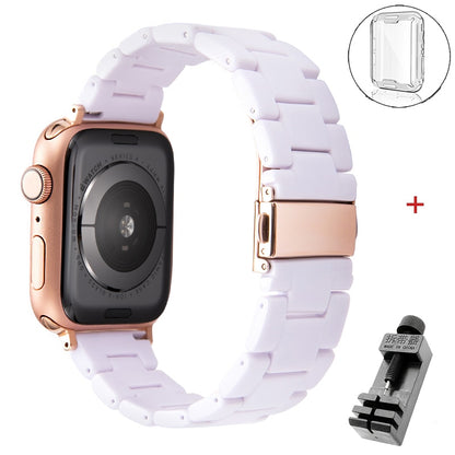 Resin strap for apple watch band 6 5 44mm 42mm 38mm correa transparent bracelet for iwatch 6 series 6 se 5 4 3/2 watchband 40mm