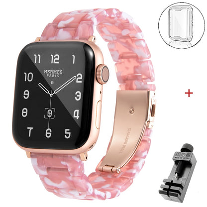 Resin strap for apple watch band 6 5 44mm 42mm 38mm correa transparent bracelet for iwatch 6 series 6 se 5 4 3/2 watchband 40mm