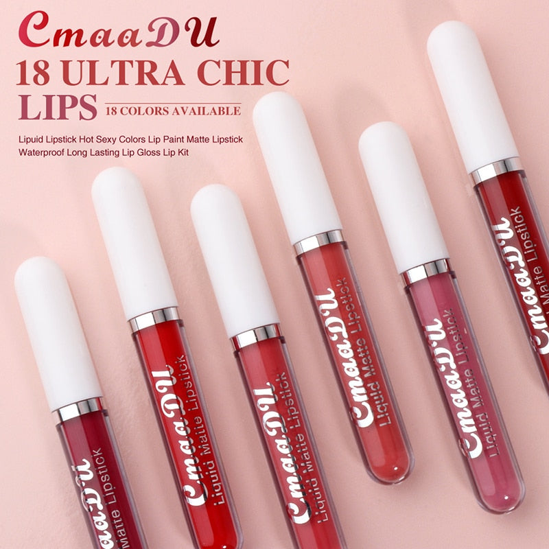 Sexy Long Lasting Velvet Matte Lip Gloss Liquid Lipstick Lip Makeup Women Beauty Red Nonstick Cup Waterproof Lip Gloss YZL2