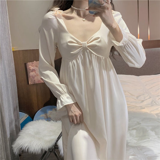 Princess Style Nightgown Women Sexy Satin Nightwear Loose Kimono Bath Gown Nightdress Summer Sleepwear Wedding Night Dress