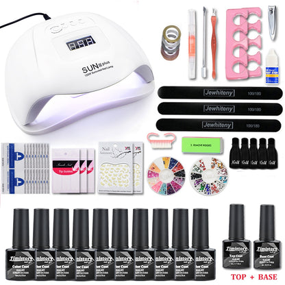 Manicure Set Acrylic Nail Kit With 120/80/54W Nail Lamp 35000RPM Nail drill Machine Choose Gel Nail Polish All For Manicure