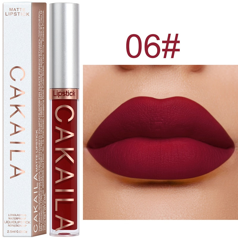 Sexy Long Lasting Velvet Matte Lip Gloss Liquid Lipstick Lip Makeup Women Beauty Red Nonstick Cup Waterproof Lip Gloss YZL2