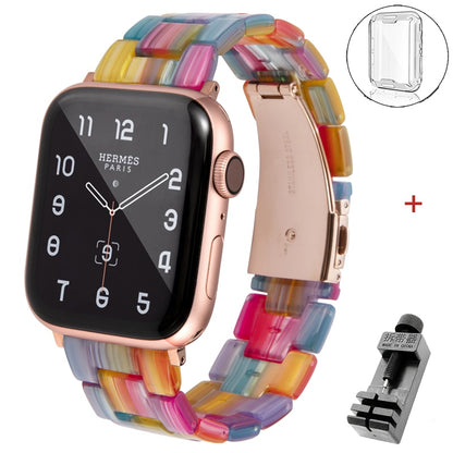 Resin strap for apple watch band 6 5 44mm 42mm 38mm correa transparent bracelet for iwatch 6 series 6 se 5 4 3/2 watchband 40mm