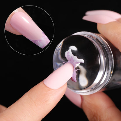 Transparent Nail Stamper with Scraper Jelly Silicone Stamp for French Nails Manicuring Kits Nail Art Stamping Tool