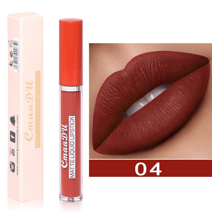 Sexy Long Lasting Velvet Matte Lip Gloss Liquid Lipstick Lip Makeup Women Beauty Red Nonstick Cup Waterproof Lip Gloss YZL2