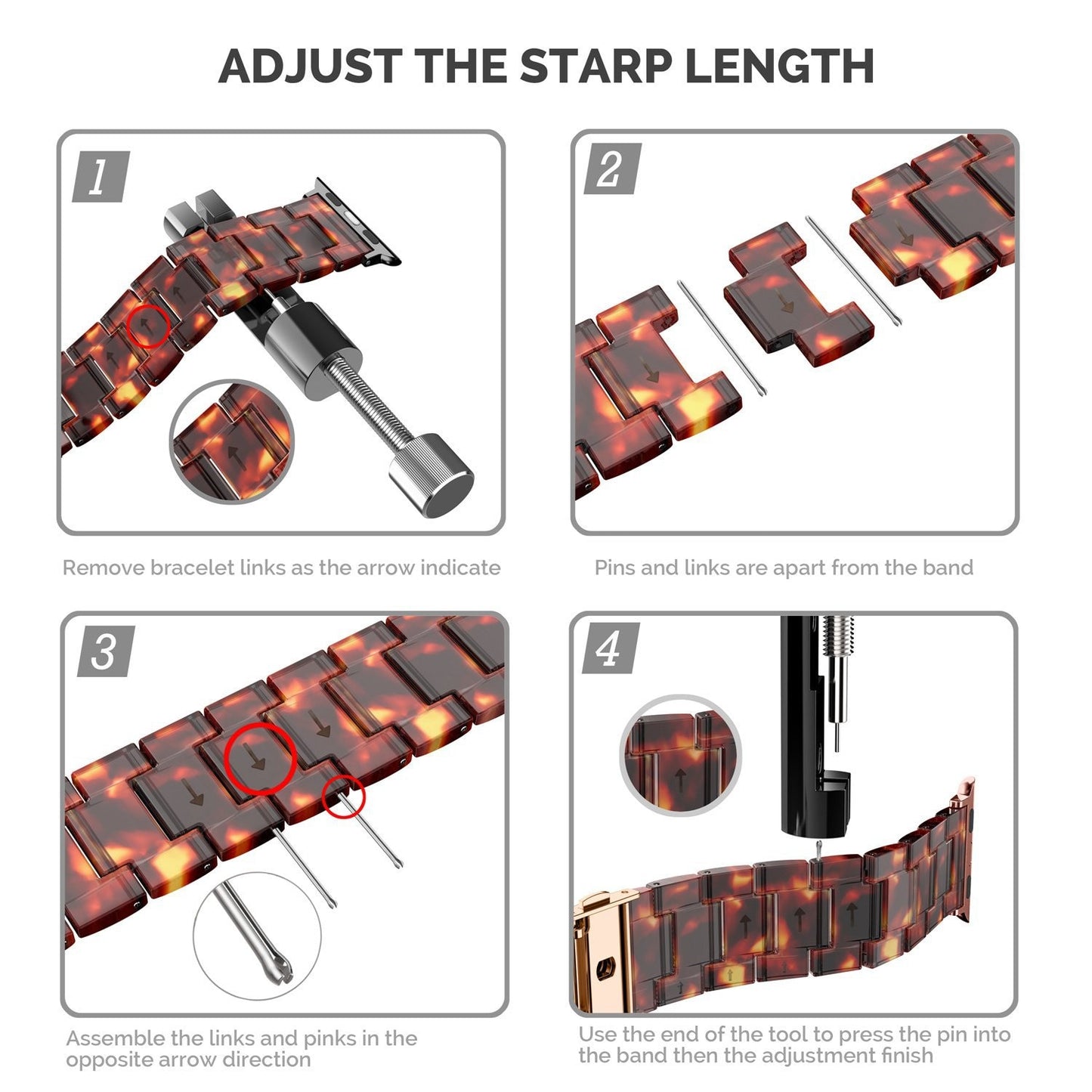 Resin strap for apple watch band 6 5 44mm 42mm 38mm correa transparent bracelet for iwatch 6 series 6 se 5 4 3/2 watchband 40mm