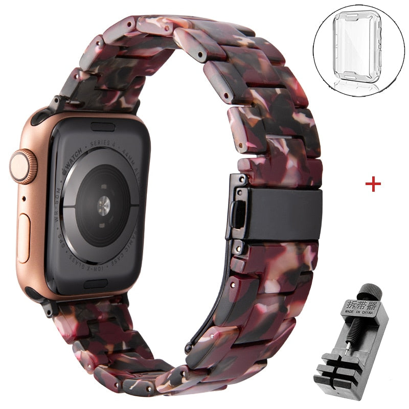 Resin strap for apple watch band 6 5 44mm 42mm 38mm correa transparent bracelet for iwatch 6 series 6 se 5 4 3/2 watchband 40mm