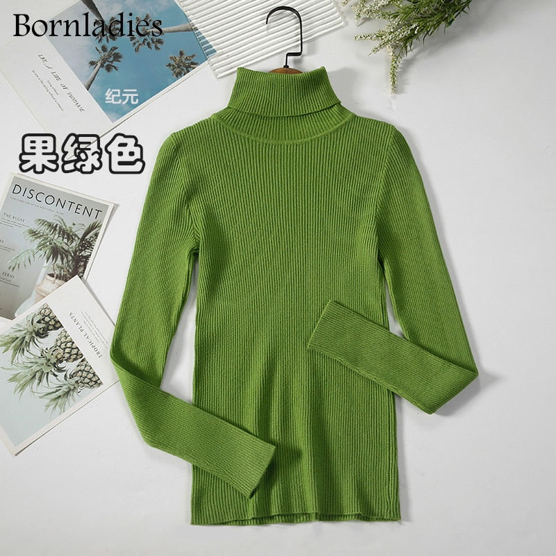 Bornladies 2022 Basic Turtleneck Women Sweaters Autumn Winter Tops Slim Women Pullover Knitted Sweater Jumper Soft Warm Pull