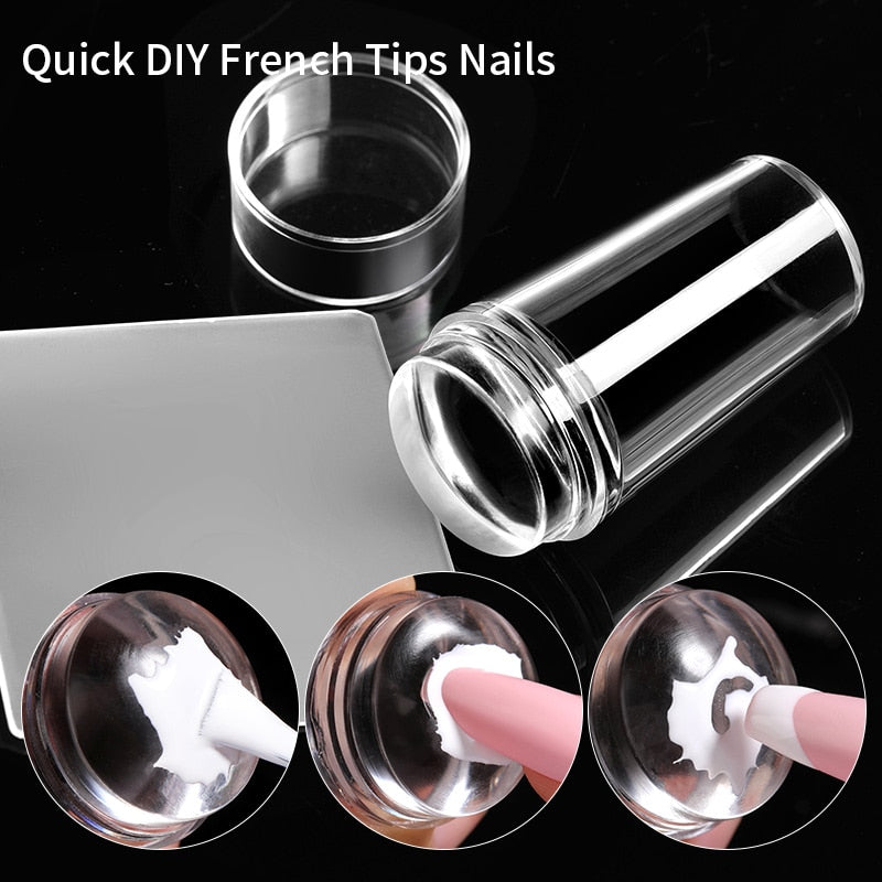 Transparent Nail Stamper with Scraper Jelly Silicone Stamp for French Nails Manicuring Kits Nail Art Stamping Tool