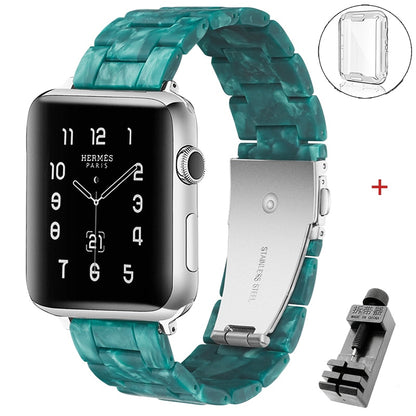 Resin strap for apple watch band 6 5 44mm 42mm 38mm correa transparent bracelet for iwatch 6 series 6 se 5 4 3/2 watchband 40mm