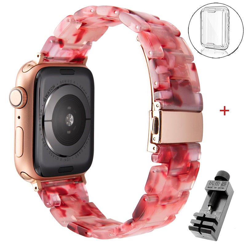 Resin strap for apple watch band 6 5 44mm 42mm 38mm correa transparent bracelet for iwatch 6 series 6 se 5 4 3/2 watchband 40mm