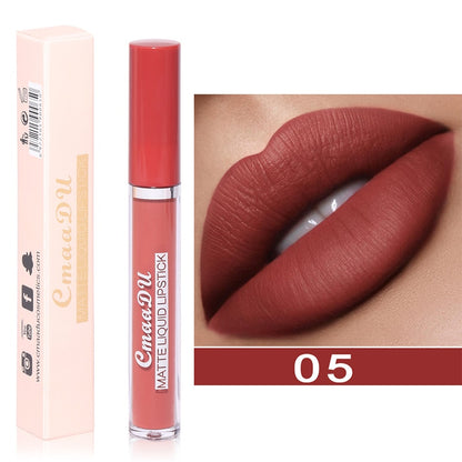 Sexy Long Lasting Velvet Matte Lip Gloss Liquid Lipstick Lip Makeup Women Beauty Red Nonstick Cup Waterproof Lip Gloss YZL2