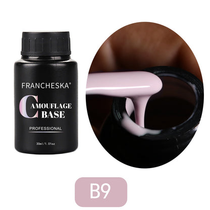 FRANCHESKA 30ML  Glitter Nail Gel Base Polish White Nude Pink Popular Color Semi Permanant Soak Off for Nail Art UV Gel Polish