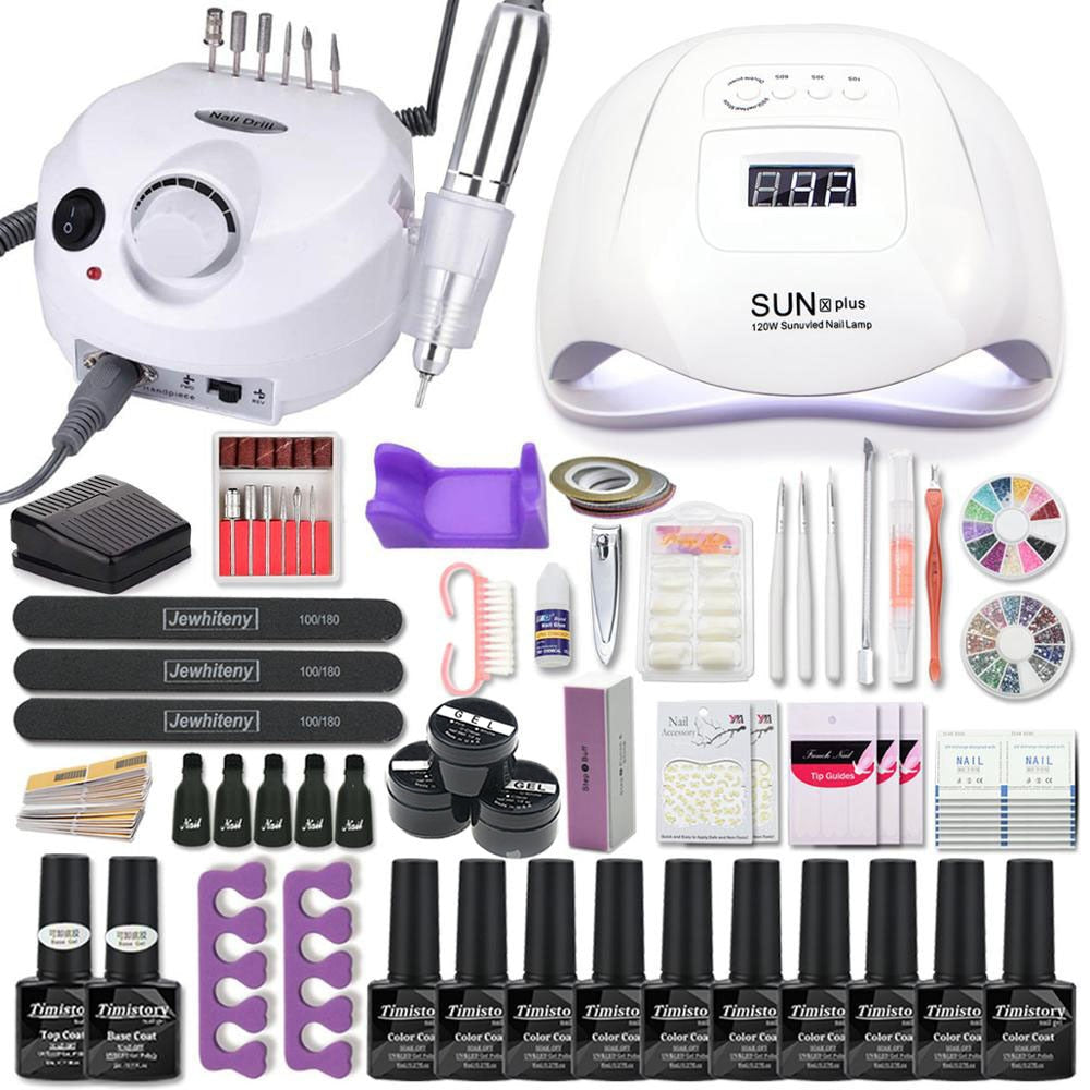 Manicure Set Acrylic Nail Kit With 120/80/54W Nail Lamp 35000RPM Nail drill Machine Choose Gel Nail Polish All For Manicure