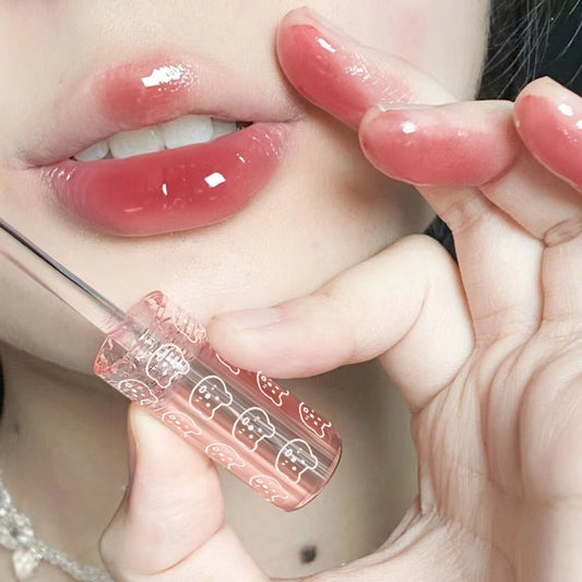 Cherry Pink Lip Plumper Gloss Crystal Jelly Oil Lip Tint Korean Long-lasting Waterproof Lipstick Lips Plumper Extreme Wholesale