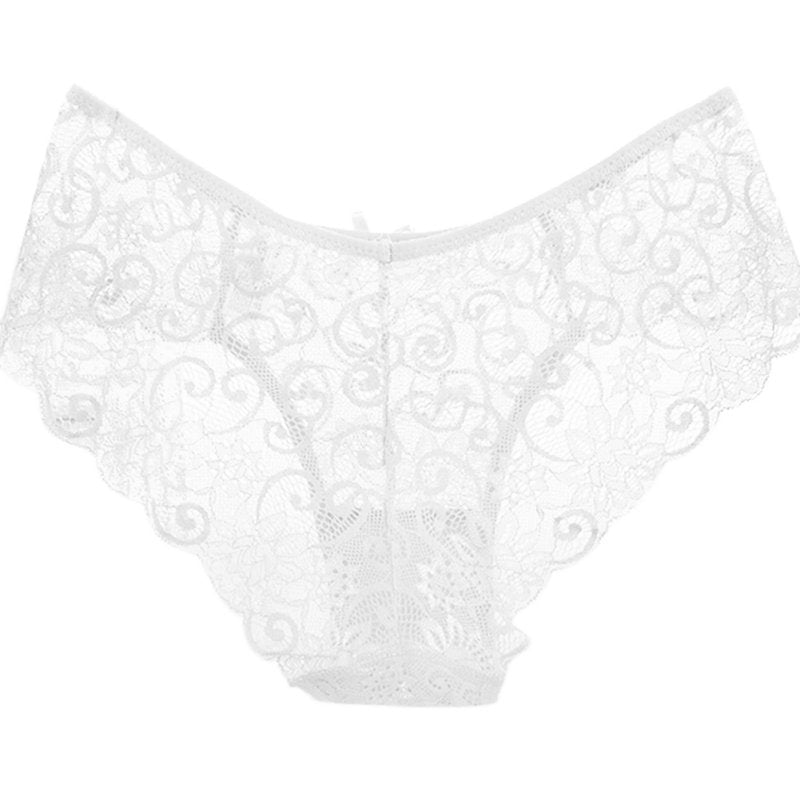 Women's Sexy Lingerie Full Lace Panties Big Size S-XL High-Crotch Transparent Floral Bow Briefs Underwear Culotte Femme