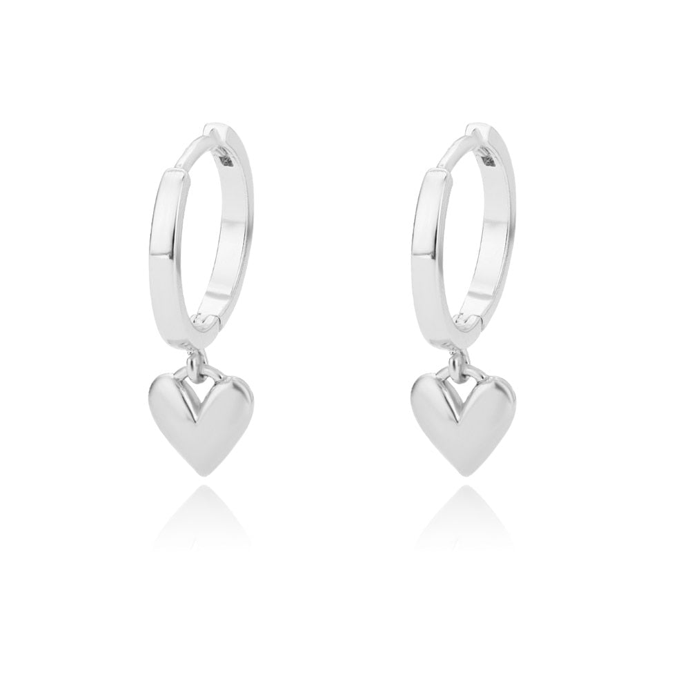 Bling Heart Hoop Earrings For Women Stainless Steel Cubic Zircon Female Large Heart Earring Party Jewelry Accessories Gift